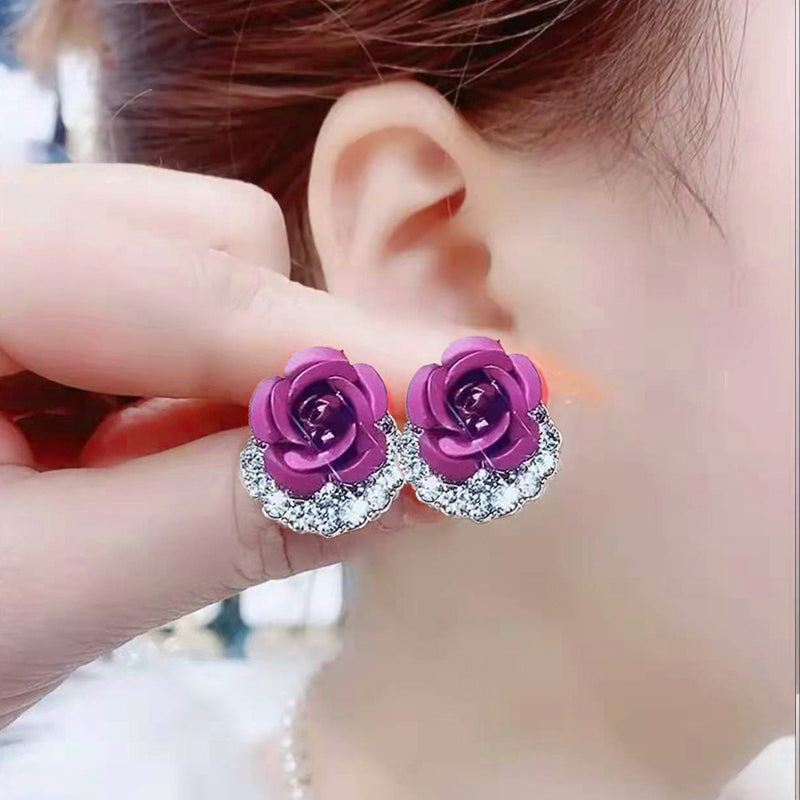 Boucles d'oreilles diamant rose pour femme