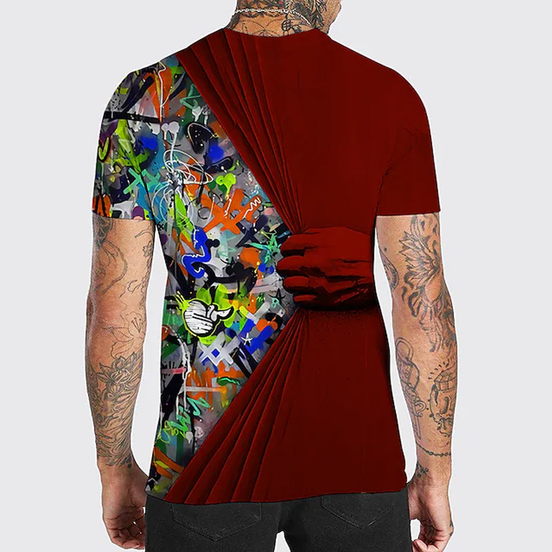 T-shirt homme avec imprimé 3D et col rond