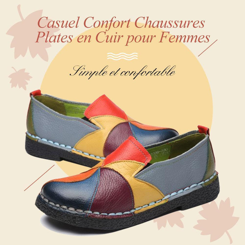 Ciaovie Casuel Confort Chaussures Plates en Cuir pour Femmes - ciaovie