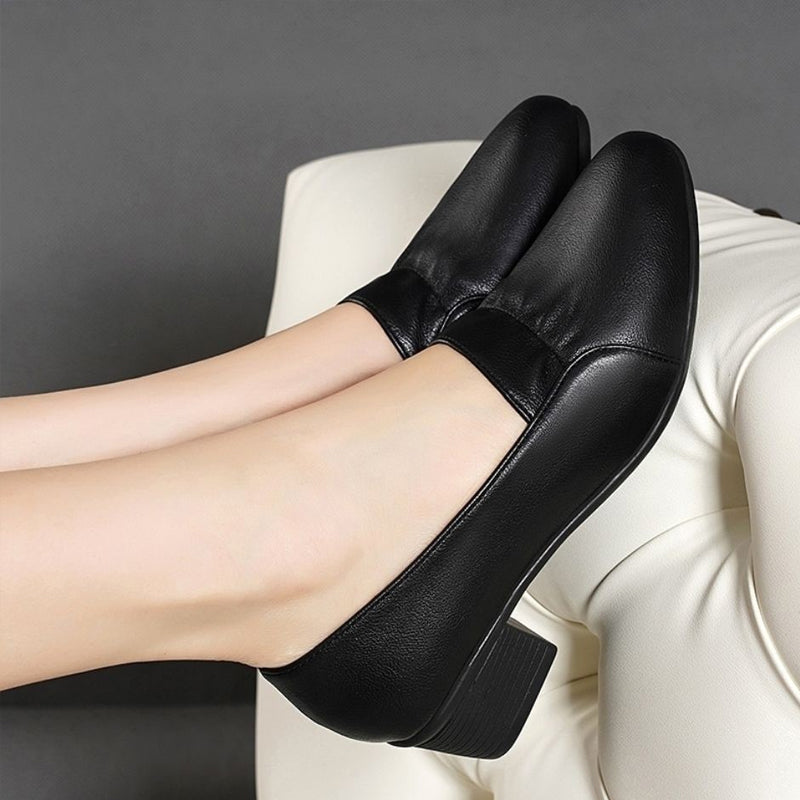 Chaussures en cuir antidérapantes à semelles souples pour femmes