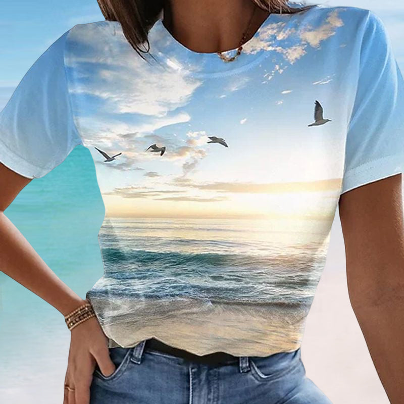 T-shirt décontracté de peinture imprimé en 3D pour femmes