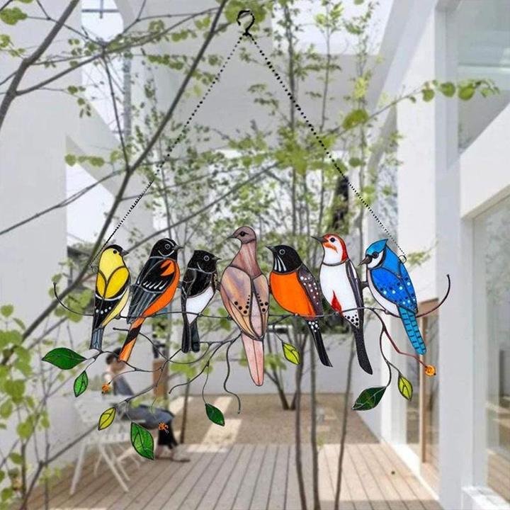 Tentures de vitrail oiseaux