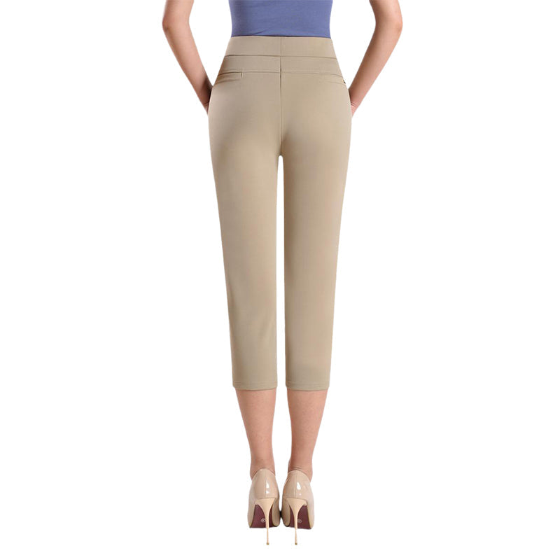 Pantalon à sept points pour femmes Pantalon décontracté élastique taille haute
