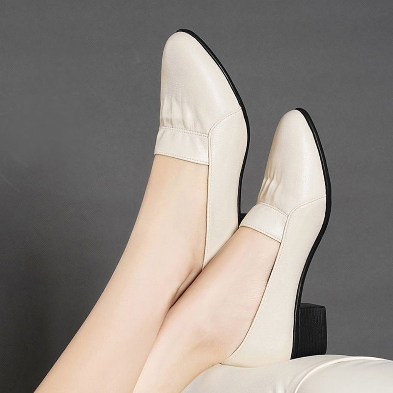 Chaussures en cuir antidérapantes à semelles souples pour femmes