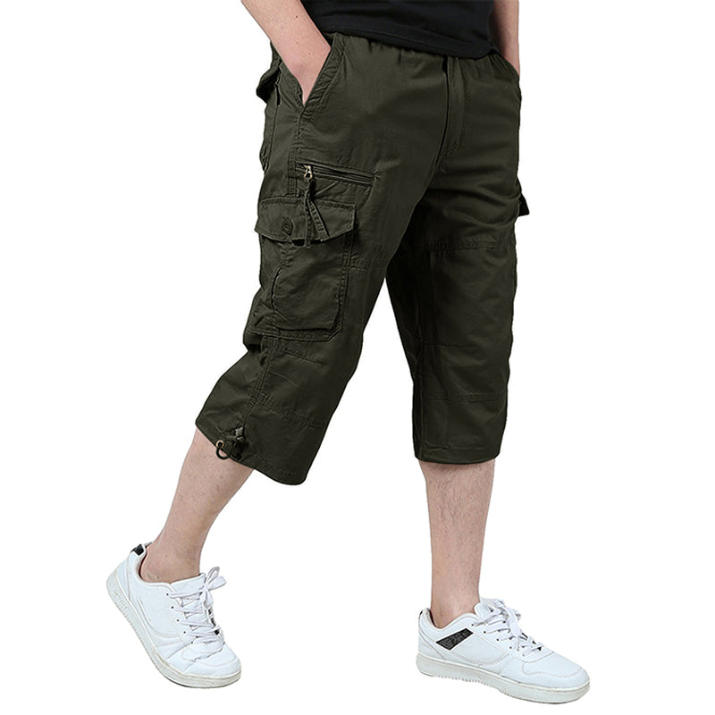Pantalon décontracté en coton multi-poches pour homme