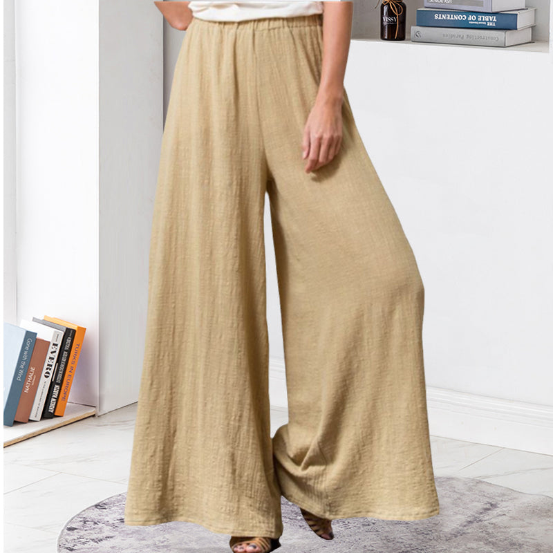 Pantalon Large En Coton Et Lin Grande Taille