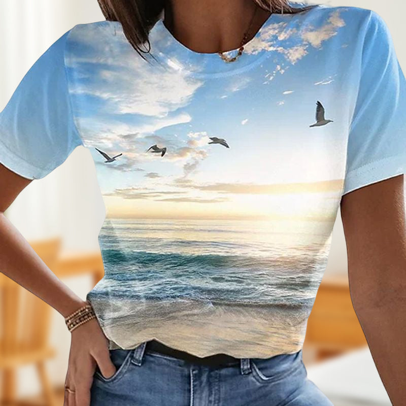 T-shirt décontracté de peinture imprimé en 3D pour femmes