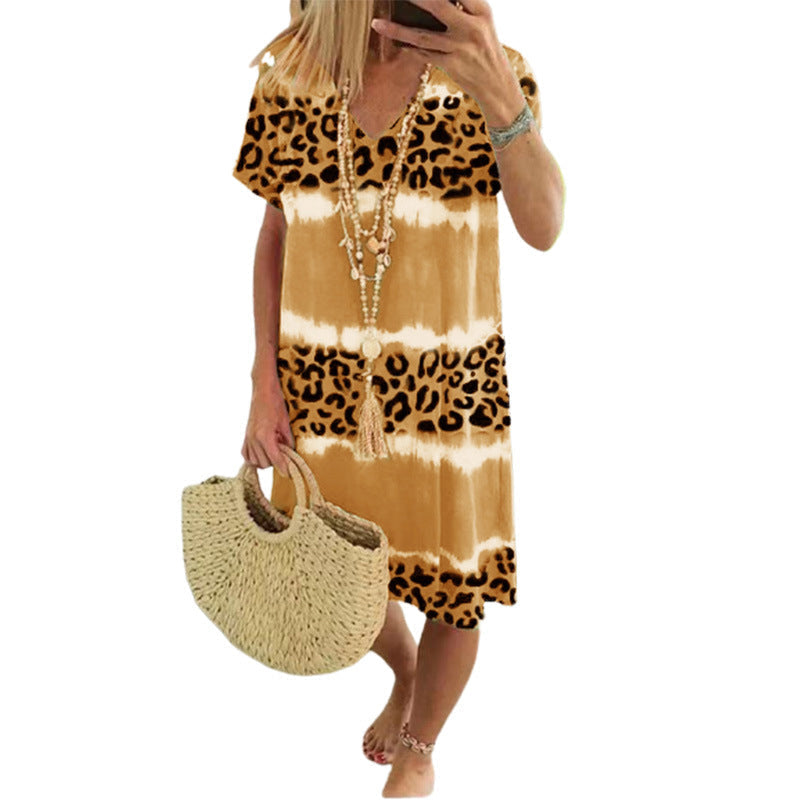 Jupe mi-longue décontractée à imprimé léopard sexy pour femmes