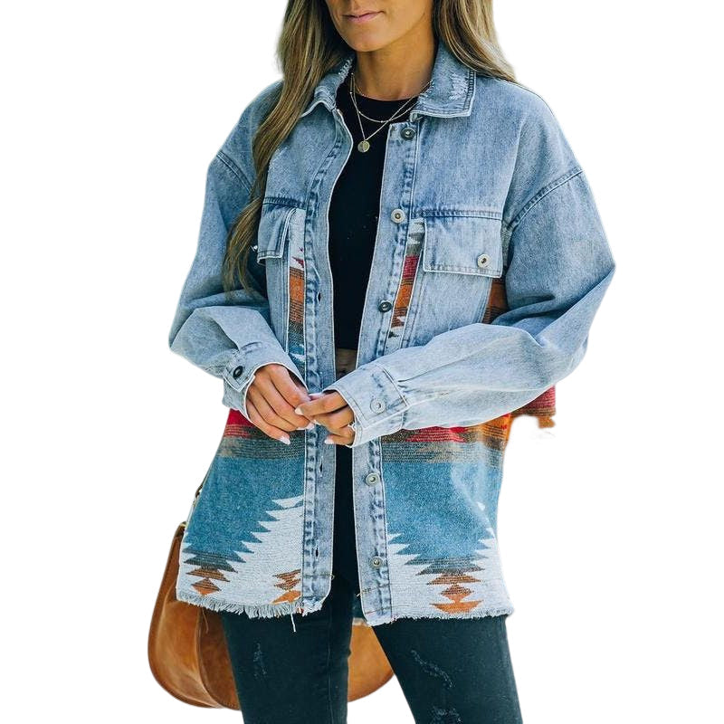 Veste en jean vintage femme avec poches