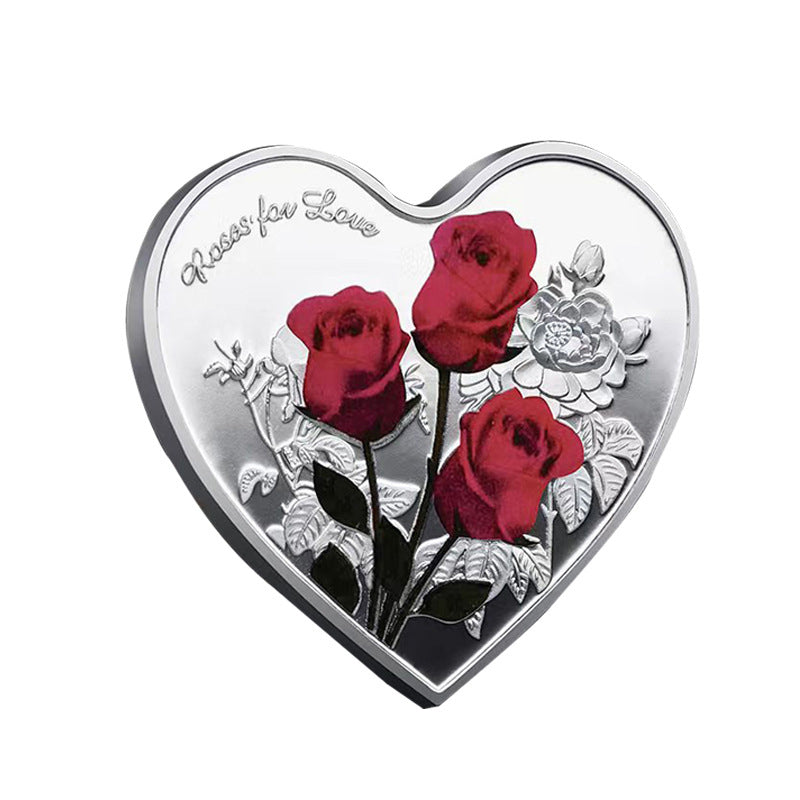 Pièce commémorative rose en forme de coeur