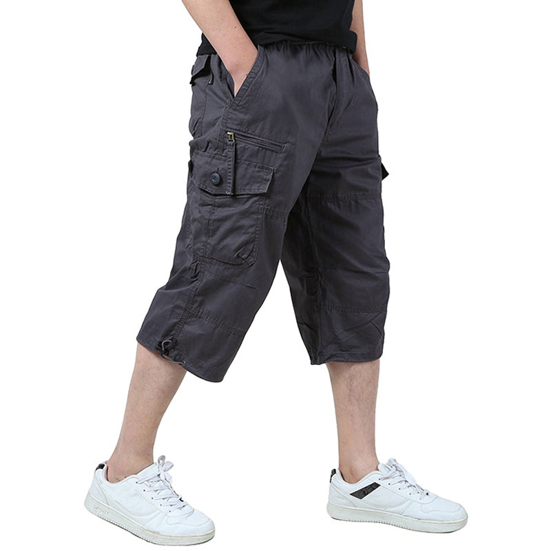 Pantalon décontracté en coton multi-poches pour homme